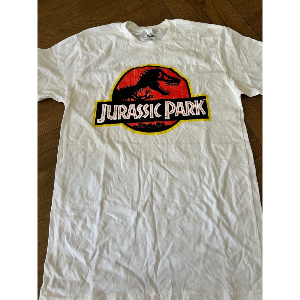 Jurassic Park Disney‎ Graphic T Shirt Tee White Short Sleeve Mens